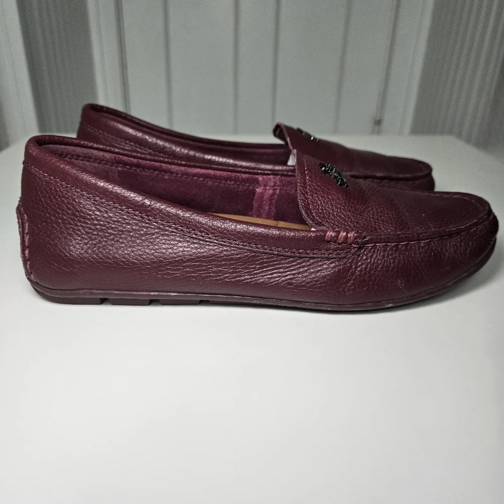 Coach Womens Marley Driver Loafer Burgundy Size 8 Leather Comfy Preppy Old Money - Picture 8 of 13
